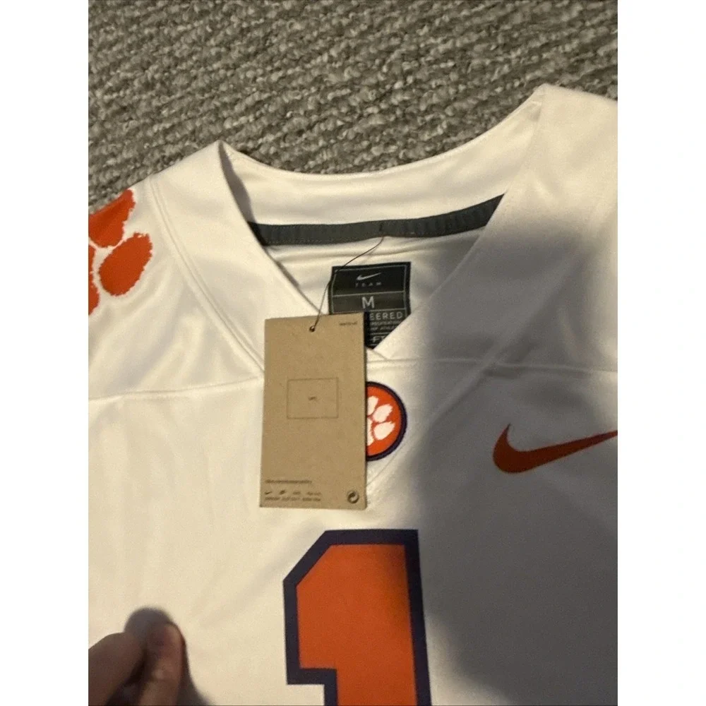 NWT Nike Men's Clemson Tigers #1 White Dri-FIT Game Football Jersey‎ Medium